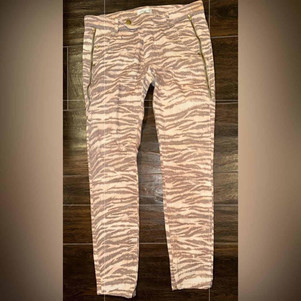Sonia Bogner Tan and Apricot Animal print luxury jeans